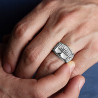 .925 Sterling Silver Jewish Star Of David Menorah Signet Ring