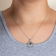 .925 Sterling Silver Celestial Sun Face Pendant Necklace