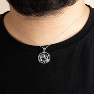 .925 Sterling Silver Sea Shell Turtle & Starfish Marine Life Rope Pendant Necklace