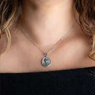 .925 Sterling Silver Religious Patron Saint John Paul II Beaded Medallion Pendant Necklace
