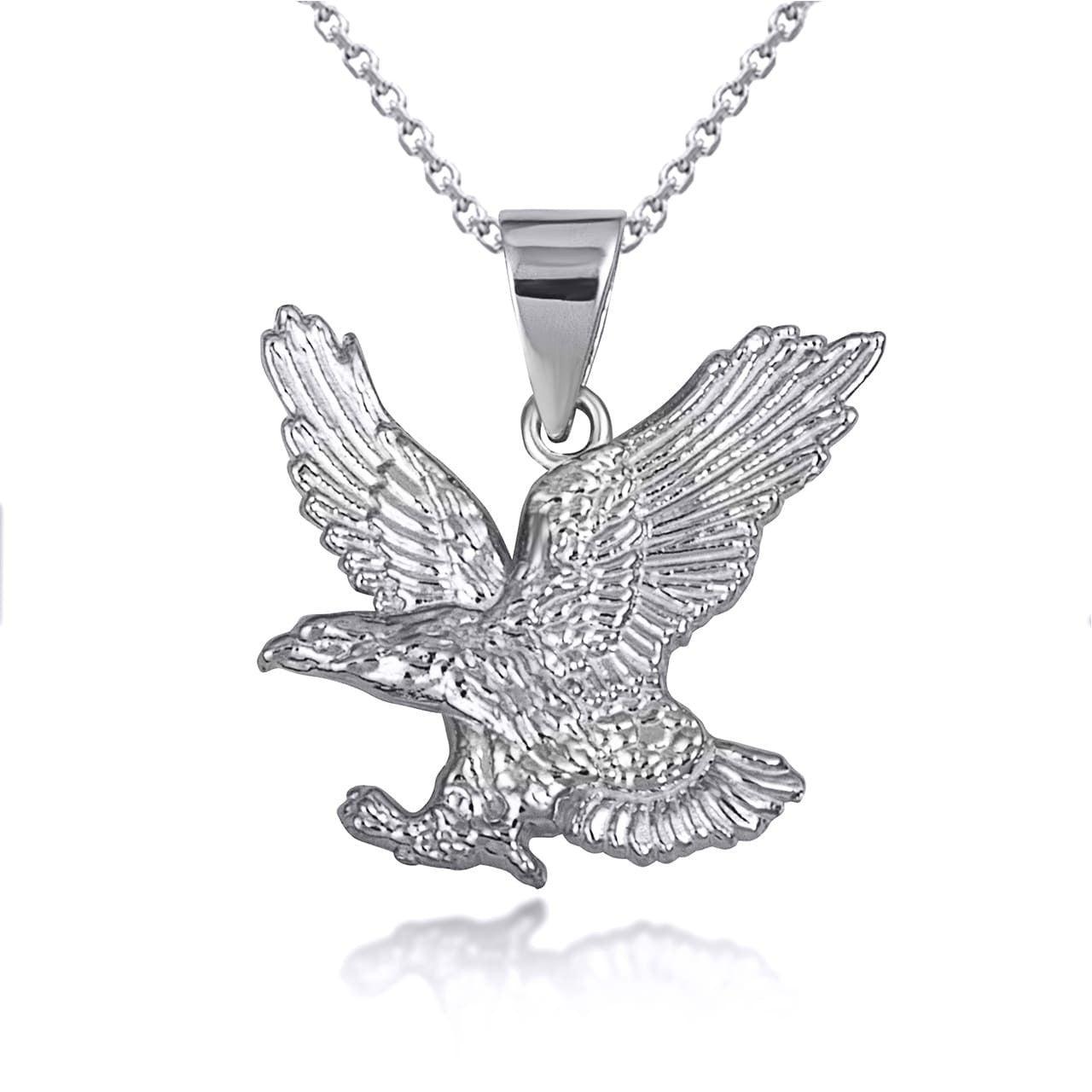 .925 Sterling Silver American Eagle Pendant Necklace (Available in Small/Large)