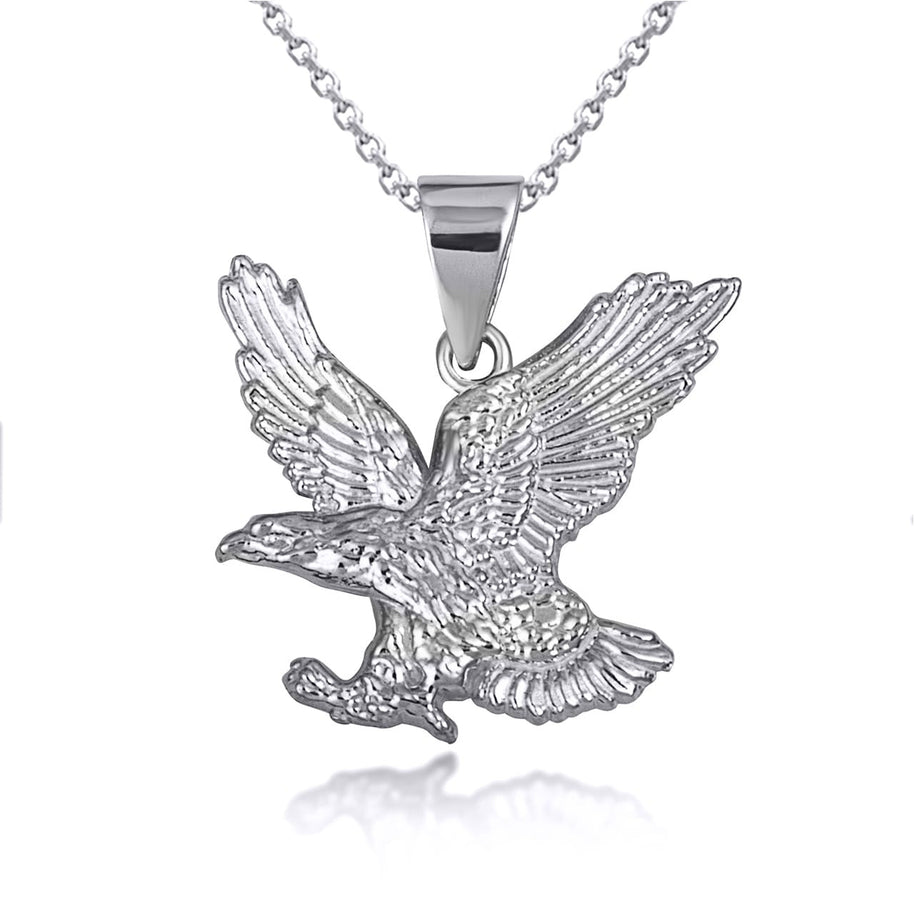 .925 Sterling Silver American Eagle Pendant Necklace (Available in Small/Large)