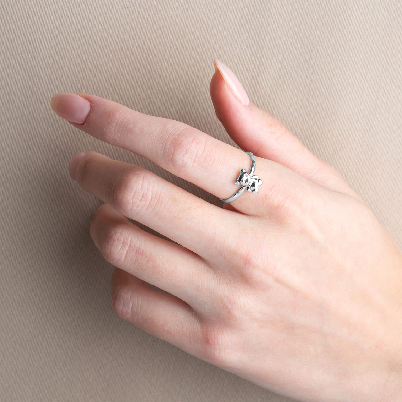.925 Sterling Silver Teddy Bear Toy Ring