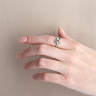 .925 Sterling Silver Dragonfly Daisy Flower Nature Ring