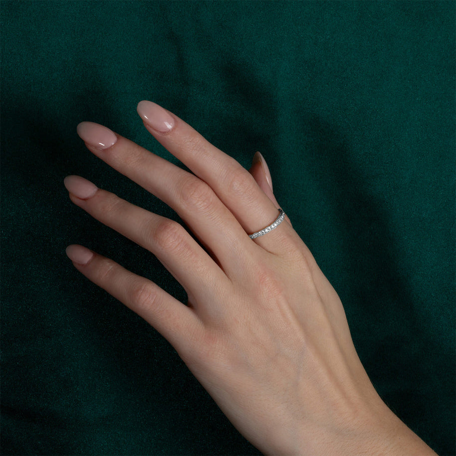 .925 Sterling Silver Pave Set Cubic Zirconia Band Ring