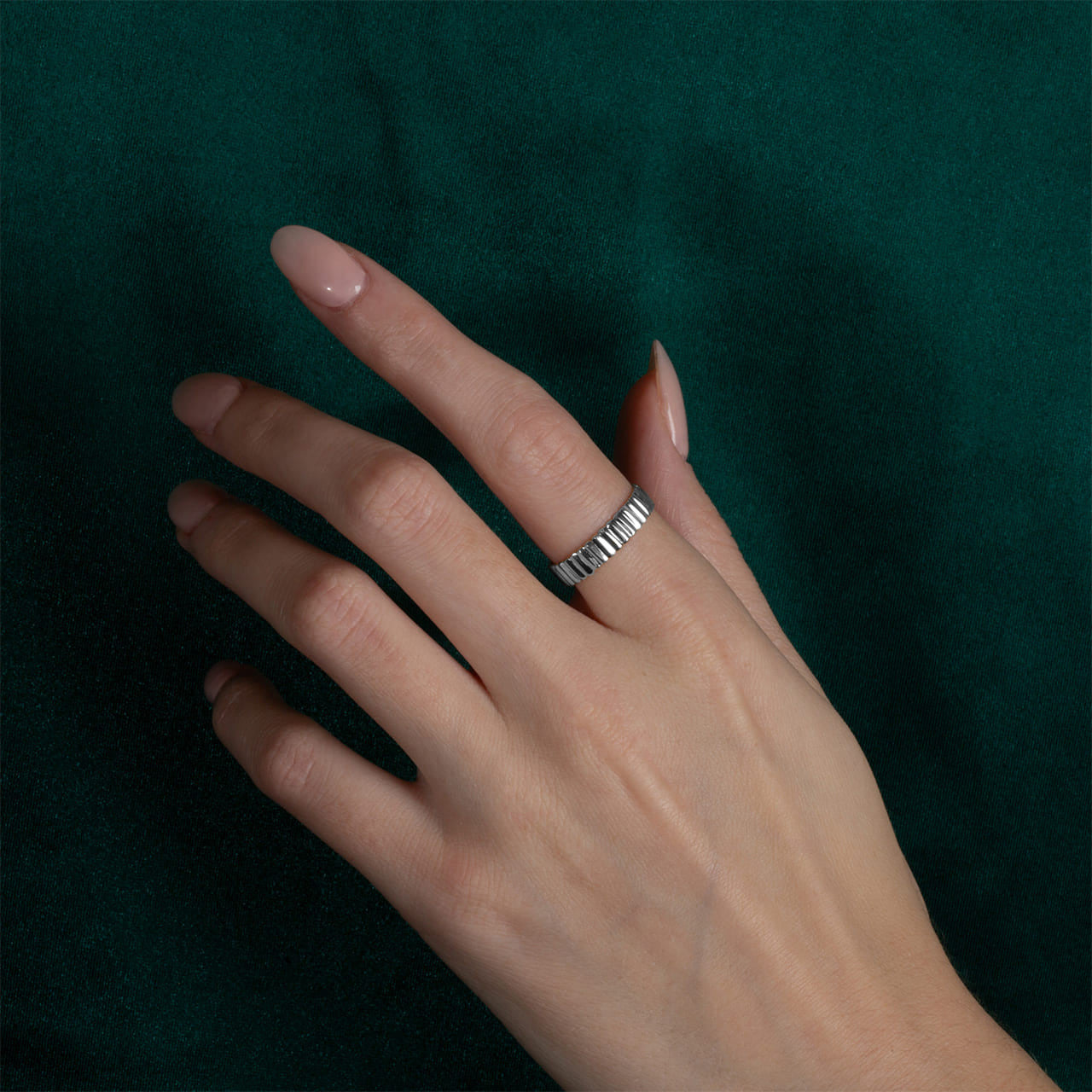 .925 Sterling Silver Classic Ribbed Band Ring