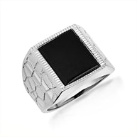 Gold Black Onyx Nugget Signet Ring (Available in Yellow/Rose/White Gold)