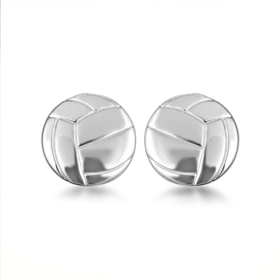 .925 Sterling Silver Volleyball Sports Athletic Stud Earrings