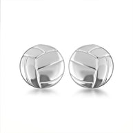 .925 Sterling Silver Volleyball Sports Athletic Stud Earrings