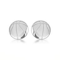 .925 Sterling Silver Basketball Sports Athletic Stud Earrings