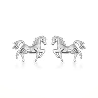 .925 Sterling Silver Horse Stallion Stud Earrings