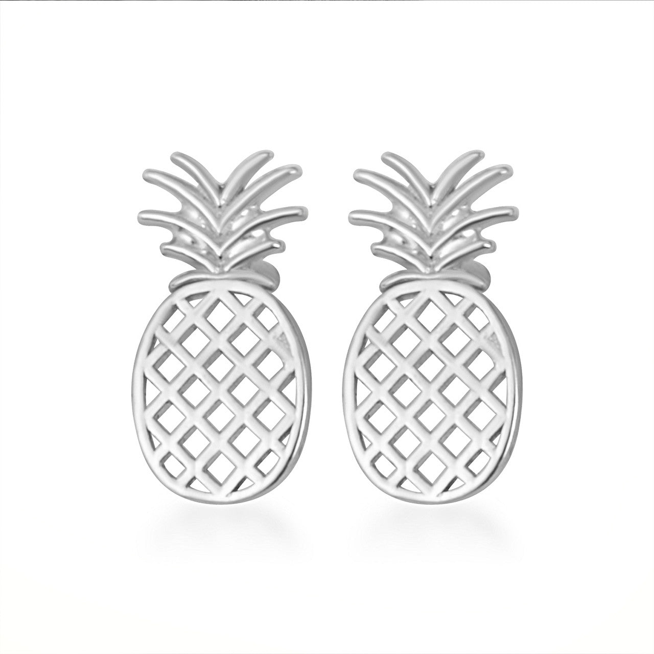 .925 Sterling Silver Pineapple Fruit Stud Earrings