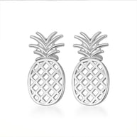 .925 Sterling Silver Pineapple Fruit Stud Earrings