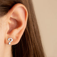 .925 Sterling Silver Question Mark Stud Earrings