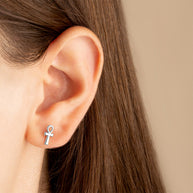 .925 Sterling Silver Egyptian Ankh Cross Stud Earrings