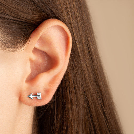 .925 Sterling Silver Arrowhead Stud Earrings
