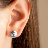 .925 Sterling Silver Volleyball Sports Athletic Stud Earrings