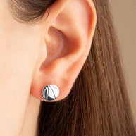 .925 Sterling Silver Basketball Sports Athletic Stud Earrings