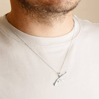 925 Sterling Silver AK-47 Assault Rifle Gun Pendant Necklace
