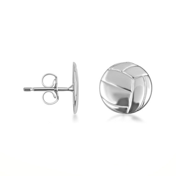 .925 Sterling Silver Volleyball Sports Athletic Stud Earrings