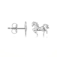 .925 Sterling Silver Horse Stallion Stud Earrings