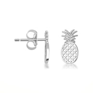 .925 Sterling Silver Pineapple Fruit Stud Earrings