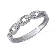 .925 Sterling Silver Cubic Zirconia Chain Link Band Ring