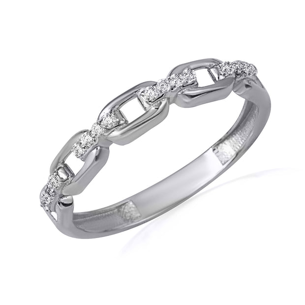 .925 Sterling Silver Cubic Zirconia Chain Link Band Ring
