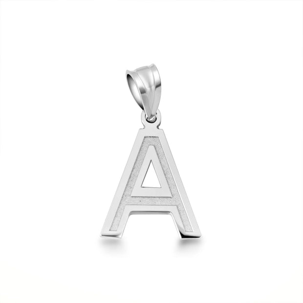 .925 Sterling Silver Personalized Letter "A-Z" Initial Satin Finish Pendant Necklace