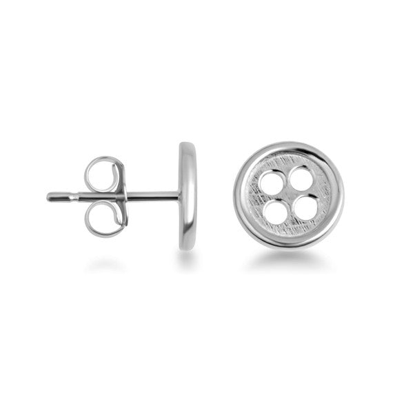 .925 Sterling Silver Button Stud Earrings