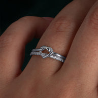 .925 Sterling Silver Heart Knot Cubic Zirconia Band Ring