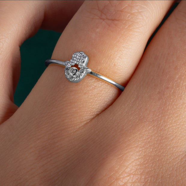 .925 Sterling Silver Cubic Zirconia Hamsa Hand Ring