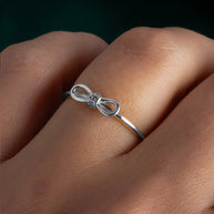 925 Sterling Silver Cubic Zirconia Bow Tie Ribbon Ring