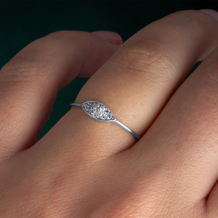 .925 Sterling Silver Oval CZ Eye Band Ring