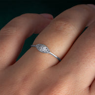 .925 Sterling Silver Oval CZ Eye Band Ring
