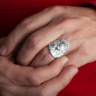.925 Sterling Silver Cubic Zirconia Jesus Christ Crown of Thorns Nugget Ring (Available in Small/Large)