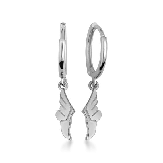 .925 Sterling Silver Achilles' Heel Drop Huggie Hoop Earrings