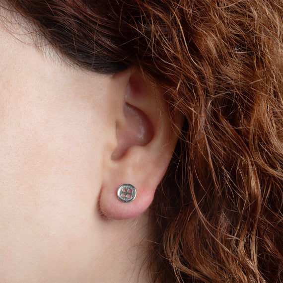 .925 Sterling Silver Button Stud Earrings