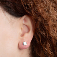 .925 Sterling Silver Lucky Irish 4 Leaf Clover Stud Earrings