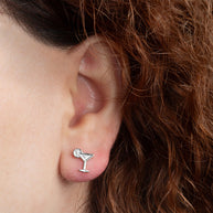 .925 Sterling Silver Martini Lime Cocktail Stud Earrings