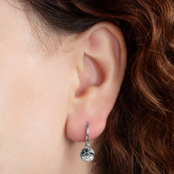 .925 Sterling Silver Soccer Ball Athletic Sports Drop Huggie Hoop Earrings