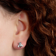 .925 Sterling Silver Bumblebee Stud Earrings