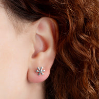 .925 Sterling Silver Winter Snowflake Stud Earrings