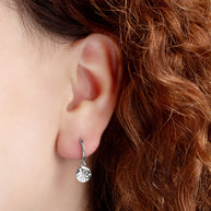 .925 Sterling Silver Flower Textured Diamond Cut Round Drop Huggie Hoop Earrings