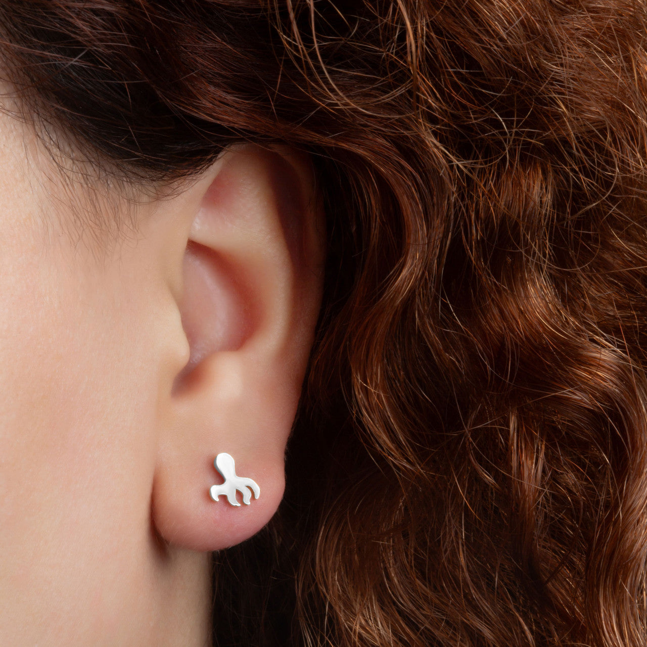 .925 Sterling Silver Marine Octopus Ocean Stud Earrings