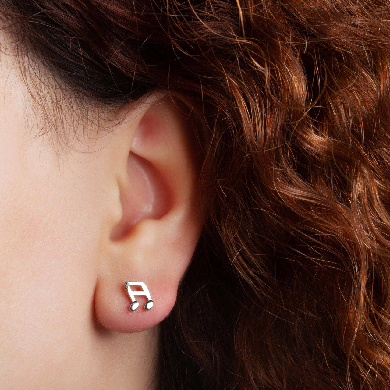 .925 Sterling Silver Sixteenth Music Note Stud Earrings