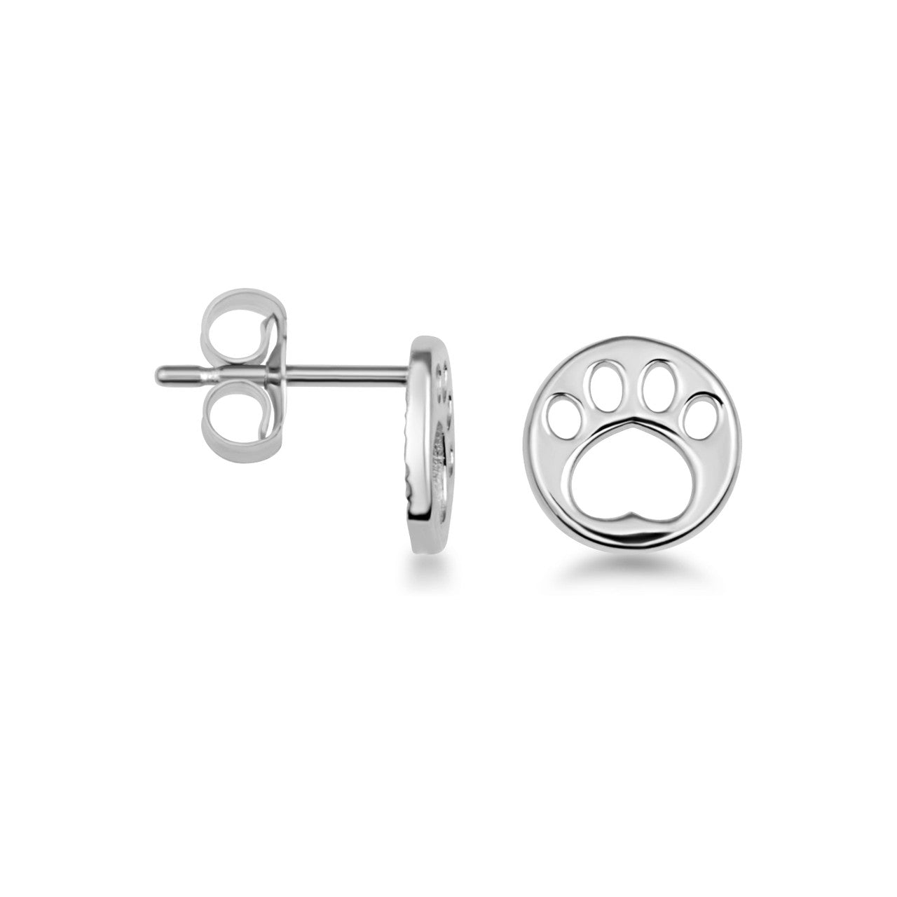 .925 Sterling Silver Dog Paw Print Pet Stud Earrings