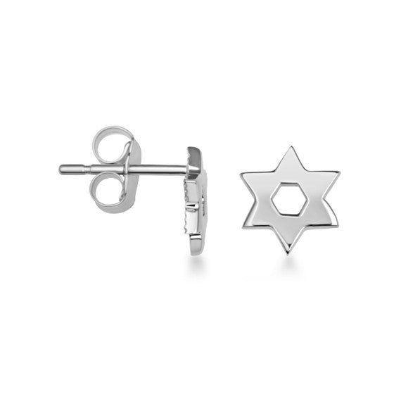 .925 Sterling Silver Jewish Star Of David Stud Earrings