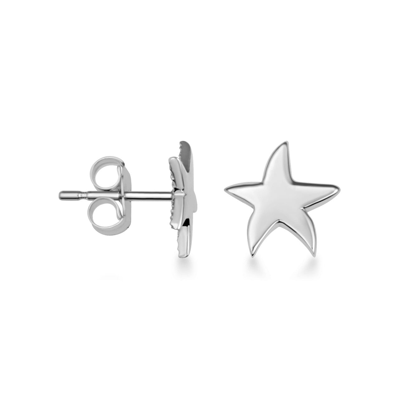 .925 Sterling Silver Sea Starfish Ocean Stud Earrings