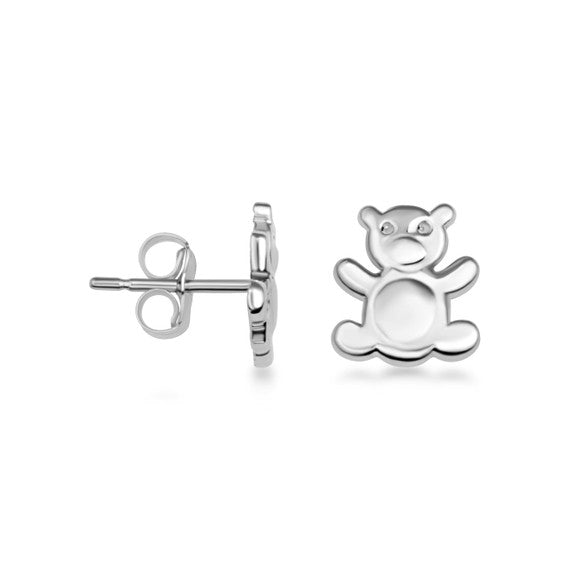 .925 Sterling Silver Teddy Bear Toy Stud Earrings